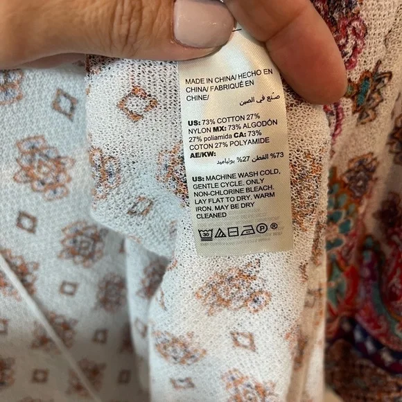 Chico’s Boho Mixed Print Open Front Cardigan 3/4 Sleeve Lightweight Size 1 Small - Picture 8 of 12